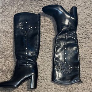Tory Burch Black Leather Heeled Boots